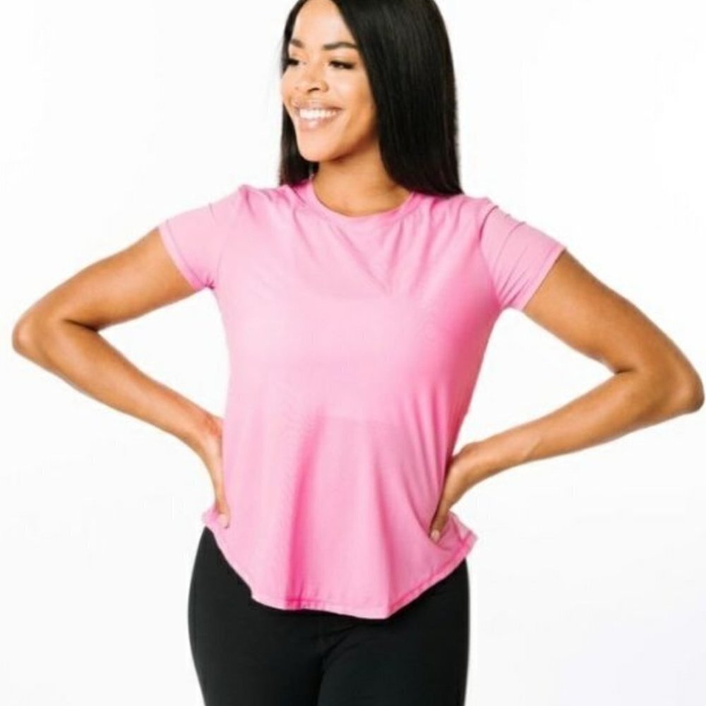 NEW Zyia Active Panel Split Back Mesh T XXL Pink Short Sleeve Tee NWT